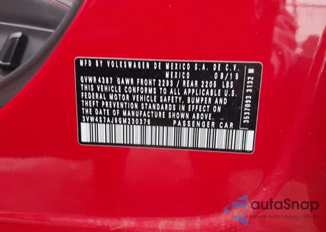 2016 Volkswagen Jetta 2.0T Gli Sel из США, поврежденный, VIN 3VW4S7AJ9GM230376